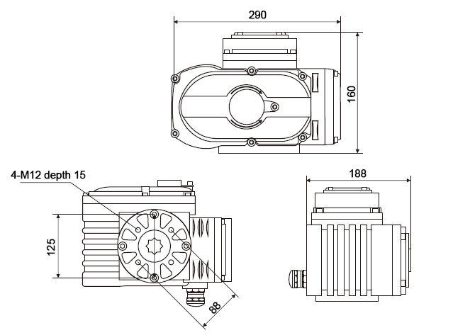 1000Nm electric valve actuator dimensions