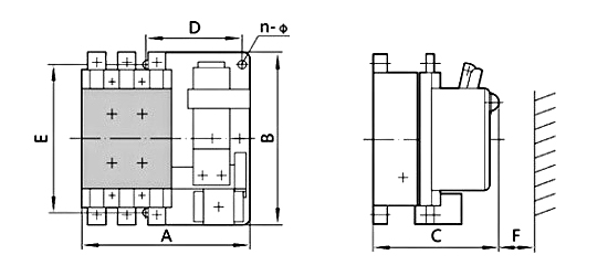 10A/20A/40A/60A/100A/150A AC contactor dimension