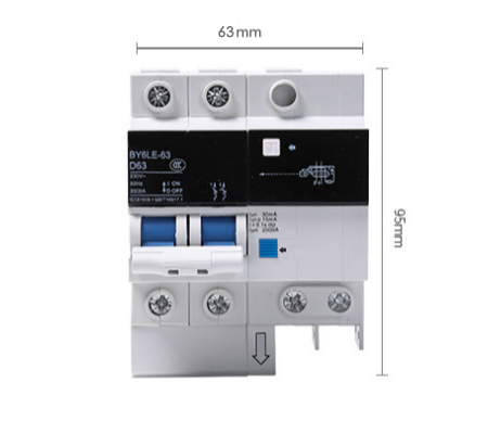 2 pole RCCB residual current circuit breaker dimension 63mm