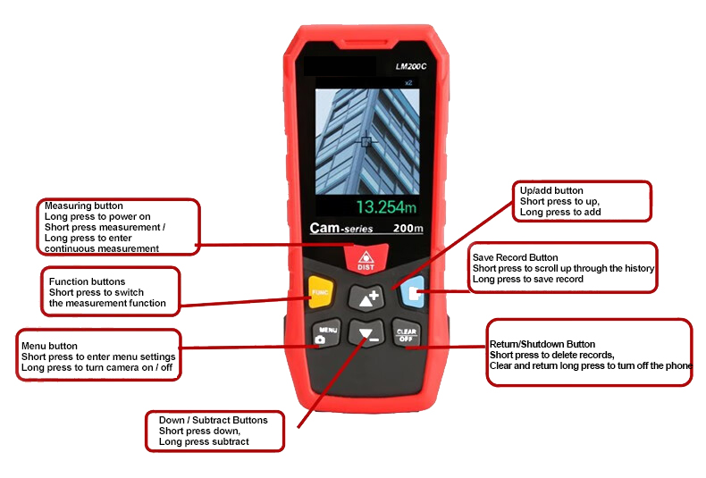 200m laser distance meter detail