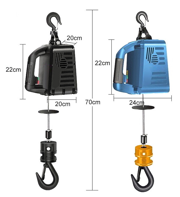 3 in 1 portable electric wire rope hoist with remote control dimension