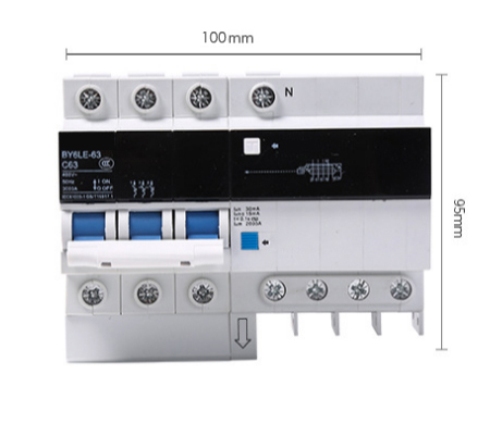 3 pole RCCB residual current circuit breaker dimension 100mm