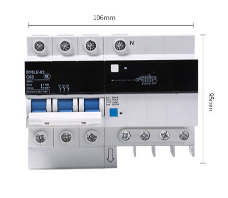 3 pole RCCB residual current circuit breaker dimension 106mm