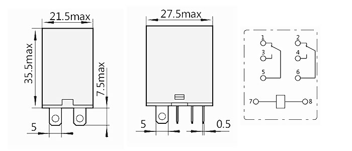 REIXS 8 pins Relais 12v 24v 110v 220v Relay Switch (Size : 220VAC Blue  Color)