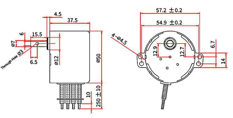 AC synchronous gear motor dimension