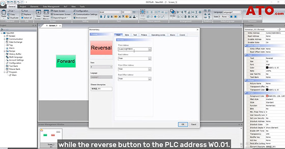 Stepper motor forward reverse control hmi configuration