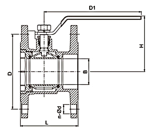 Brass flanged ball valve dimension