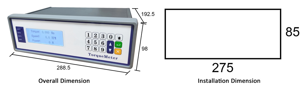 Digital dynamic torque meter dimension