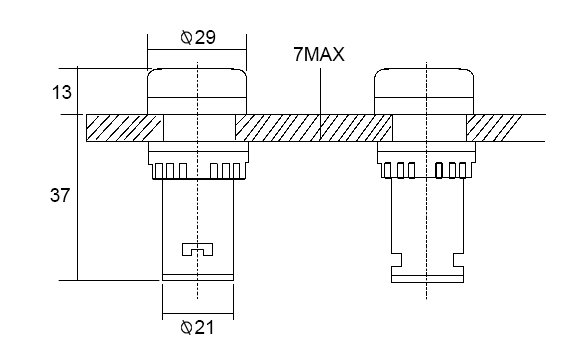 Dimensions of indicater light