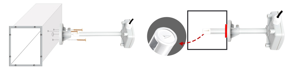 Duct wind speed anemometer sensor installation diagram