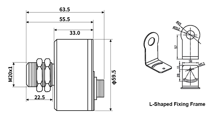 Non-contact infrared temperature sensor with display dimension