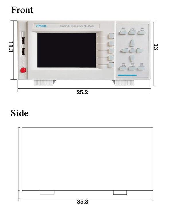 Multi channel temperature data logger dimension