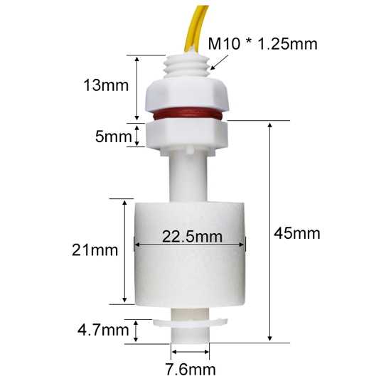 Plastic float liquid level sensor dimension