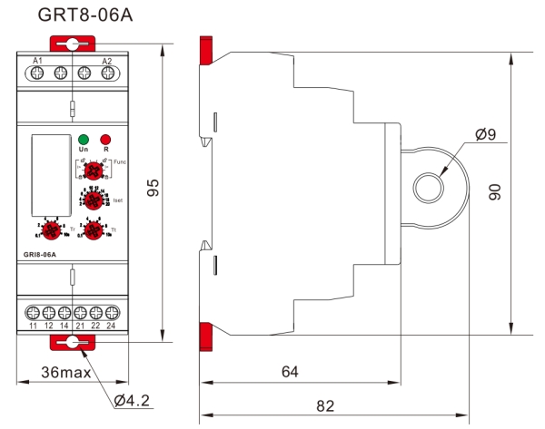 1 phase current monitoring relay dimensionsa