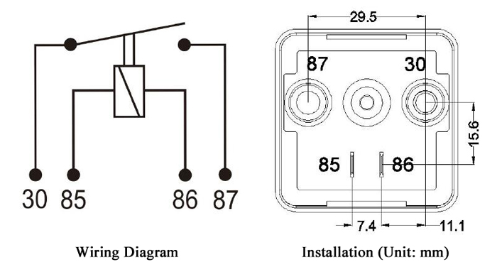 120A car starter relay wiring and installation diagram