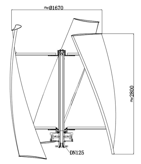 2000W vertical axis wind turbine dimension