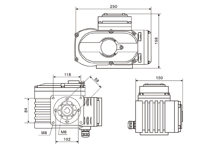 200Nm-600Nm electric valve actuator dimensions