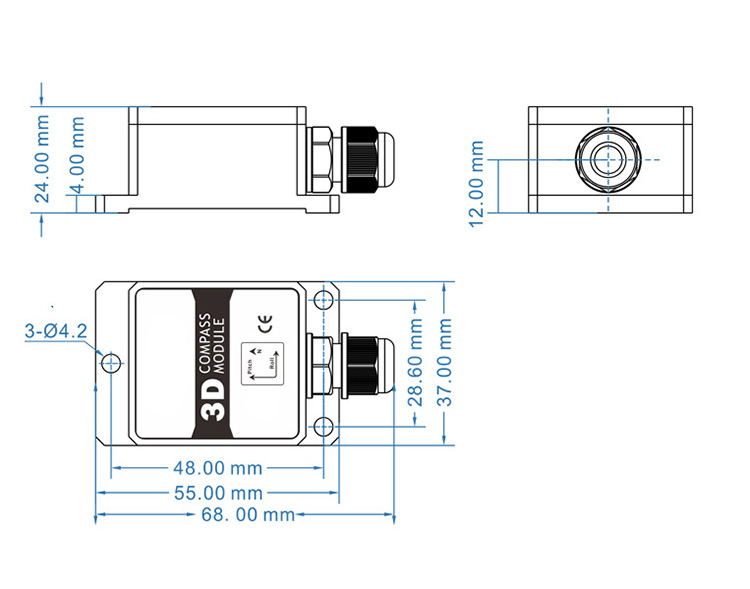 3 axis electronic compass sensor dimension