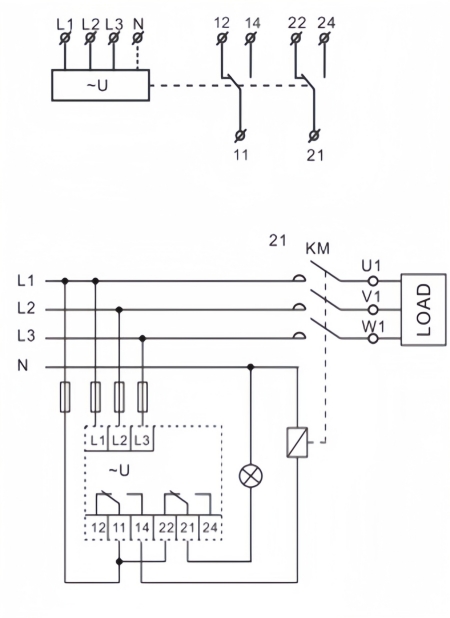 3-phase voltage monitor relay phase wiring 