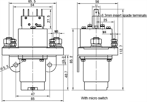 300A DC contactor installation dimension drawing