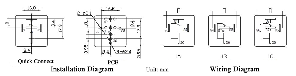 80A car starter relay wiring and installation diagram