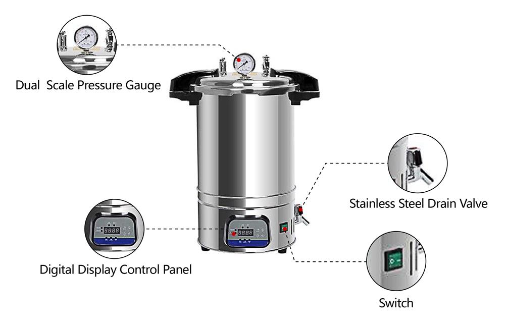 8L steam autoclave sterilizer structure