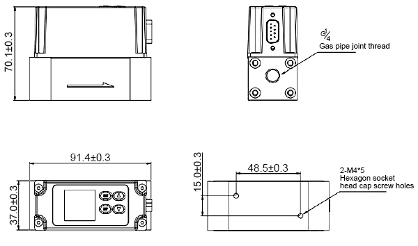 Argon gas flow meter dimension