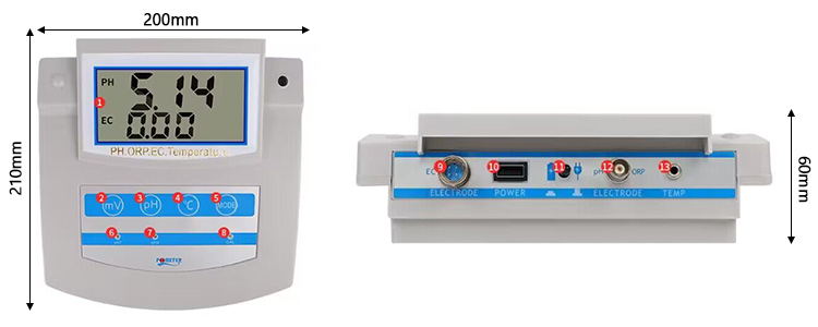 Benchtop pH meter for water quality size