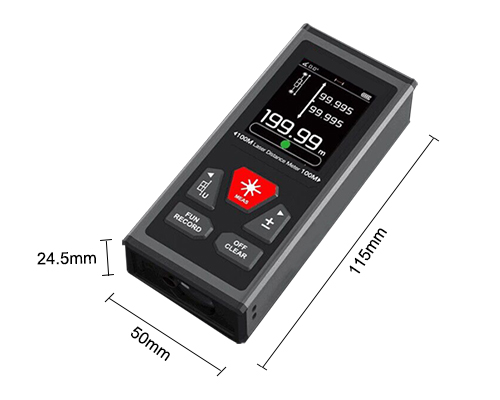 Bilateral laser distance meter size