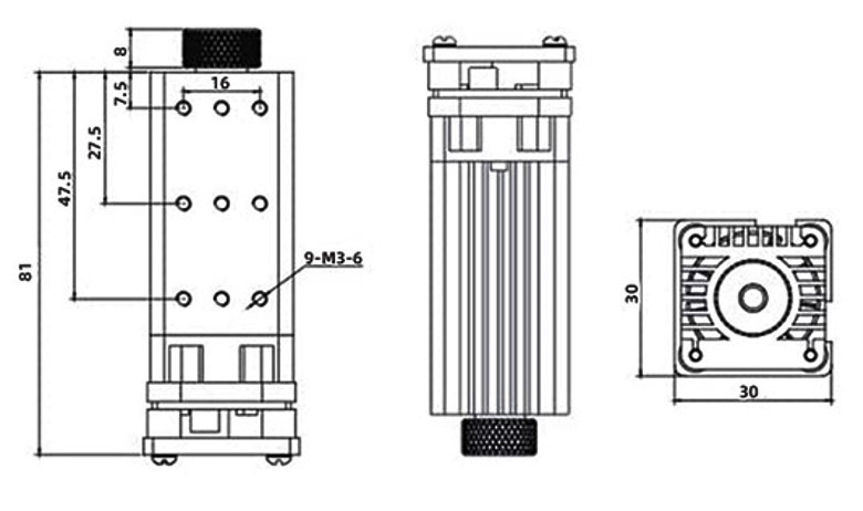 blue laser module dimensions