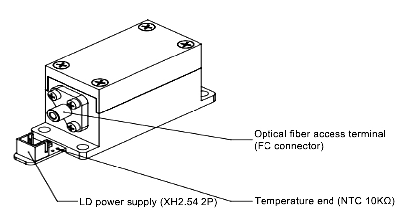 Blue violet fiber coupled laser module detail