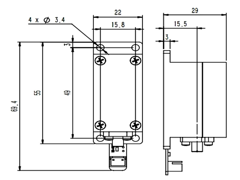 Blue violet fiber coupled laser module dimension