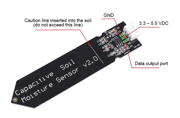 Capacitive soil moisture sensor details