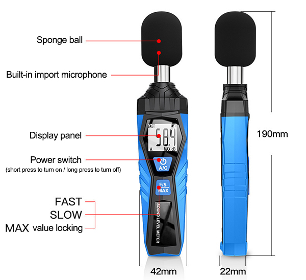 Digital Decibel Level Meter with 4 Digit LCD Display, 30 to 130 dB ...