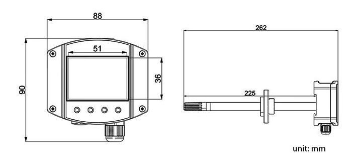 Digital temperature and humidity sensor size