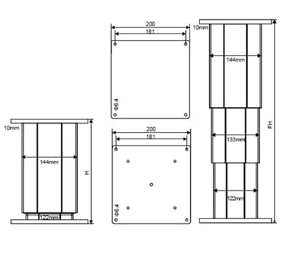 dimension of three stage electric lifting column