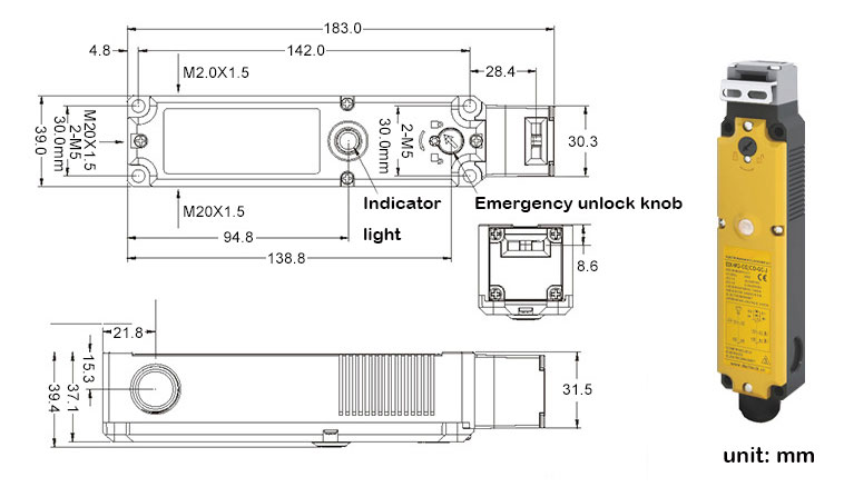 Door limit switch size