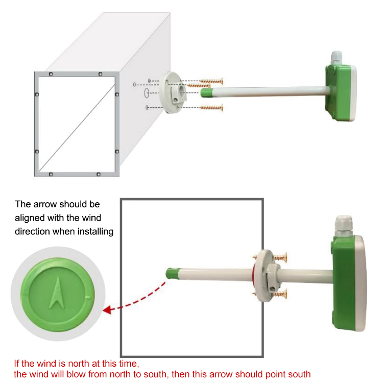 Duct air flow sensor installation