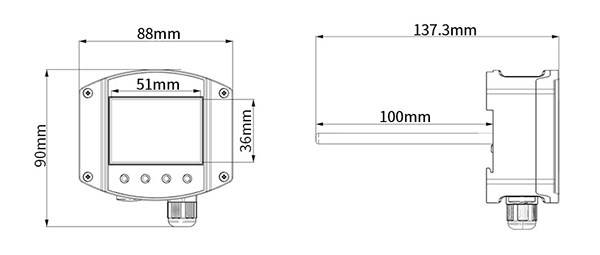 Duct temperature sensor size