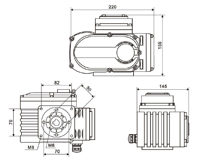 200Nm electric valve actuator dimensions