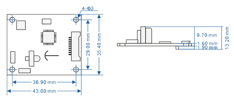 Electronic compass module dimension