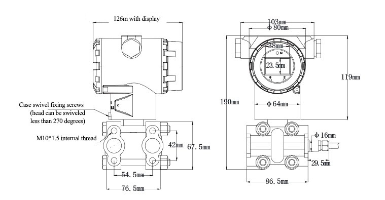 Explosion proof differential pressure transmitter dimensions