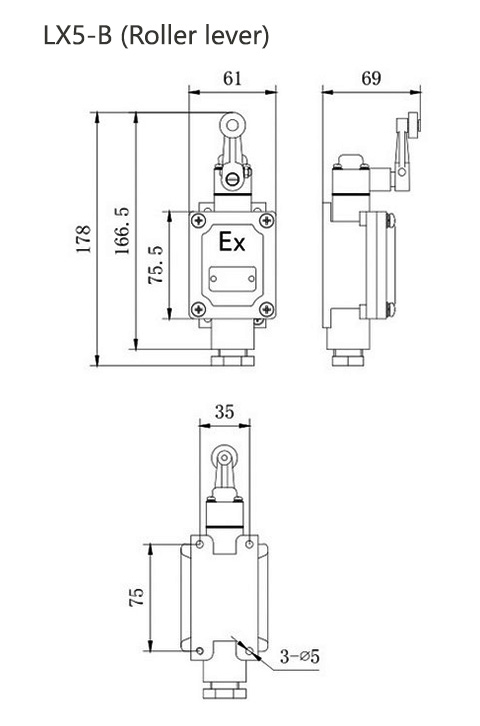 Explosion proof limit switch roller lever dimensions