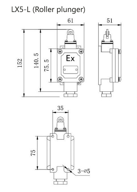 Explosion proof limit switch roller plunger dimensions