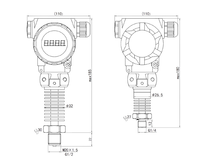 High temperature explosion proof pressure transmitter dimension