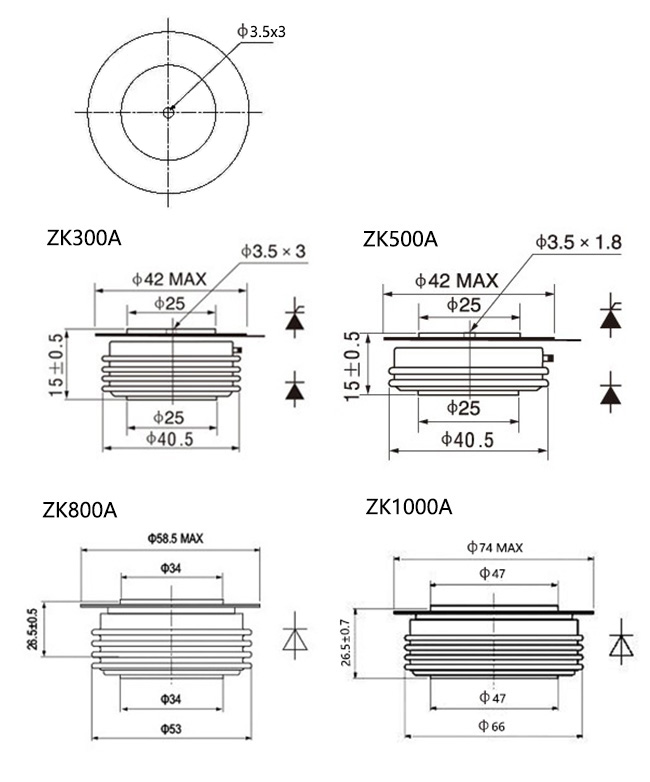 Fast recovery rectifier diode dimension