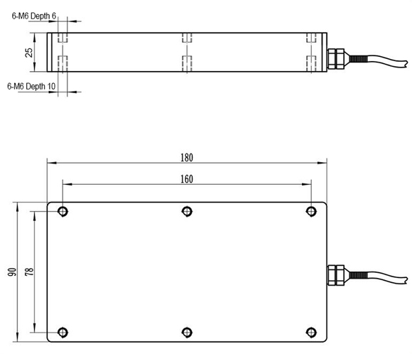 Flat plate force sensor dimension