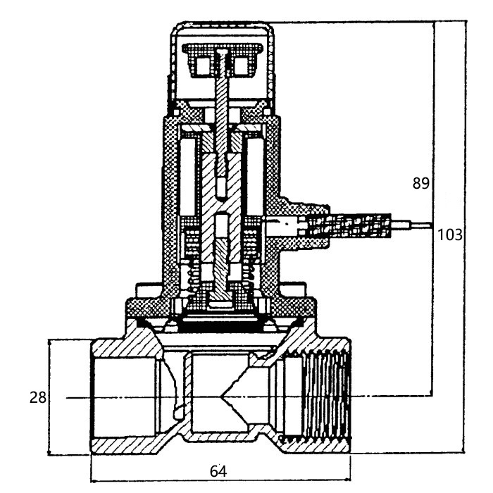 1/2" gas solenoid valve dimension