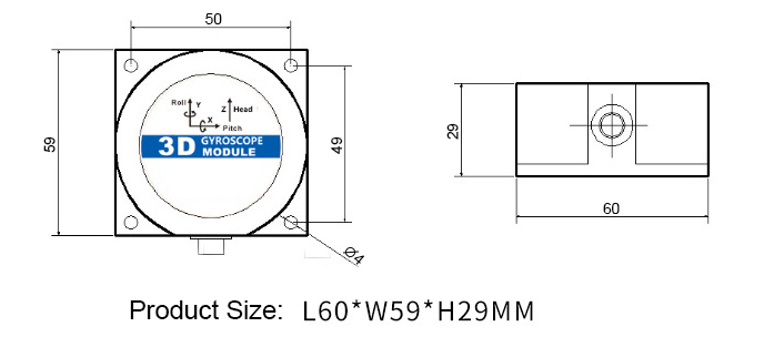 3 axis gyroscope sensor size