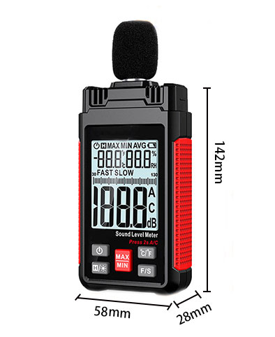 Handheld sound level meter size